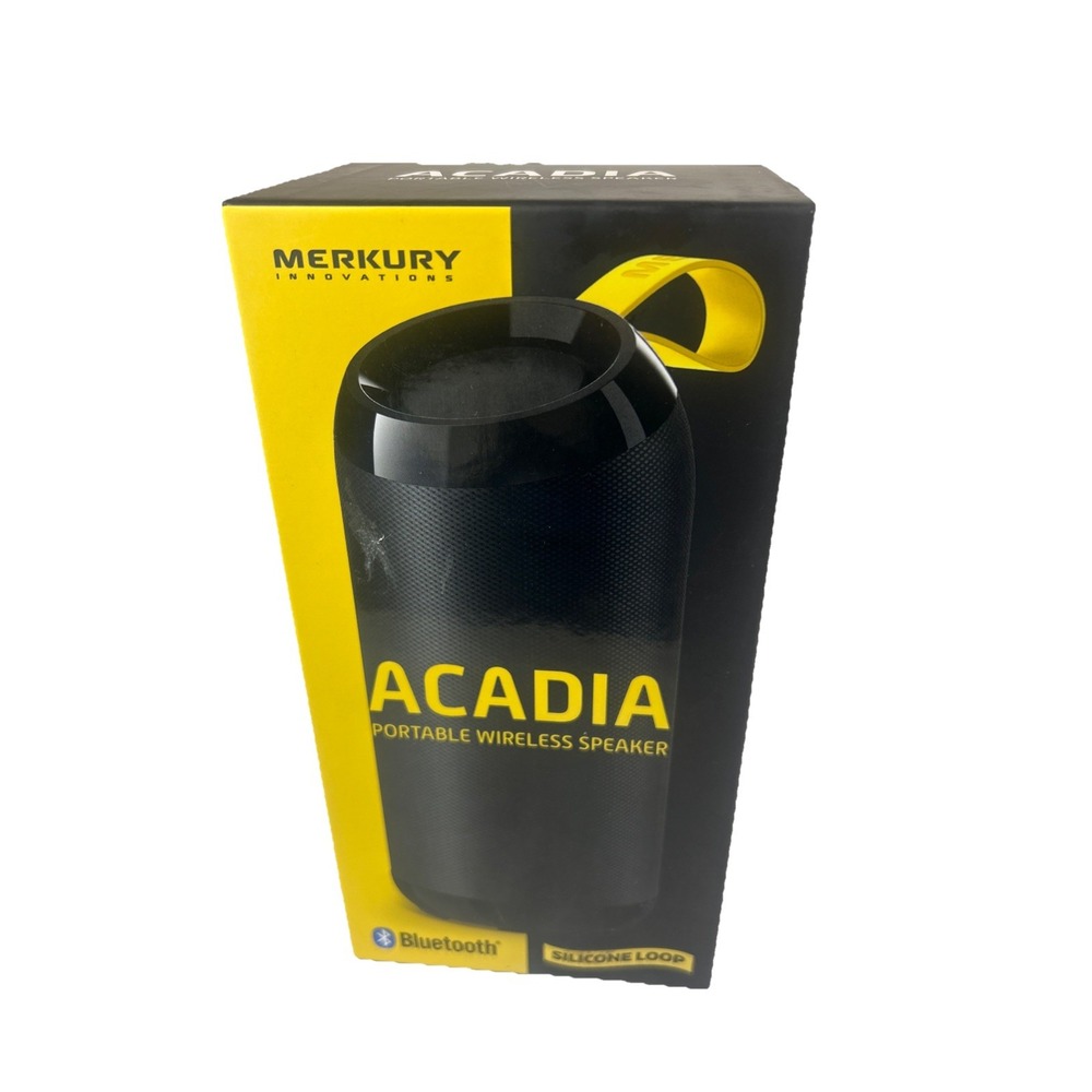 Merkury Innovations Acadia Black Bluetooth Speaker, Rechargeable, USB/SD, Fabric